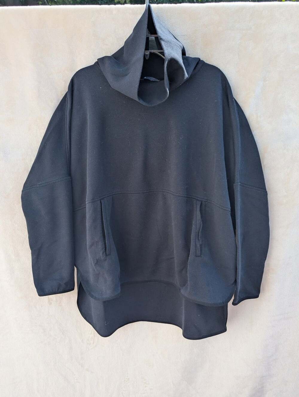 The North Face Women's Black Oversized High Neck Hoodie Sweatshirt L/G-XL/TG